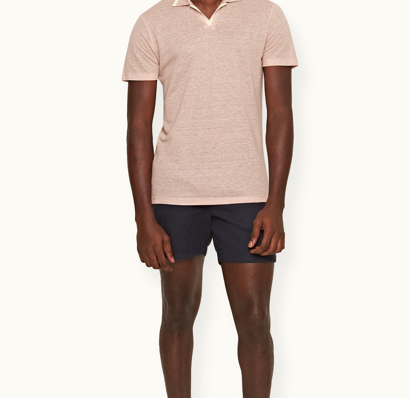 Felix Linen Resort Collar Linen Pique Polo Shirt | Seashell Pink
