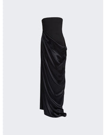 Ferragamo | Women | Long Color Block Dress | Black x Red