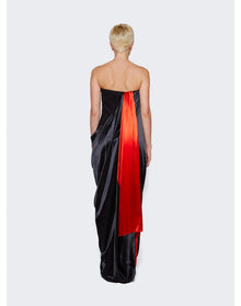 Ferragamo | Women | Long Color Block Dress | Black x Red