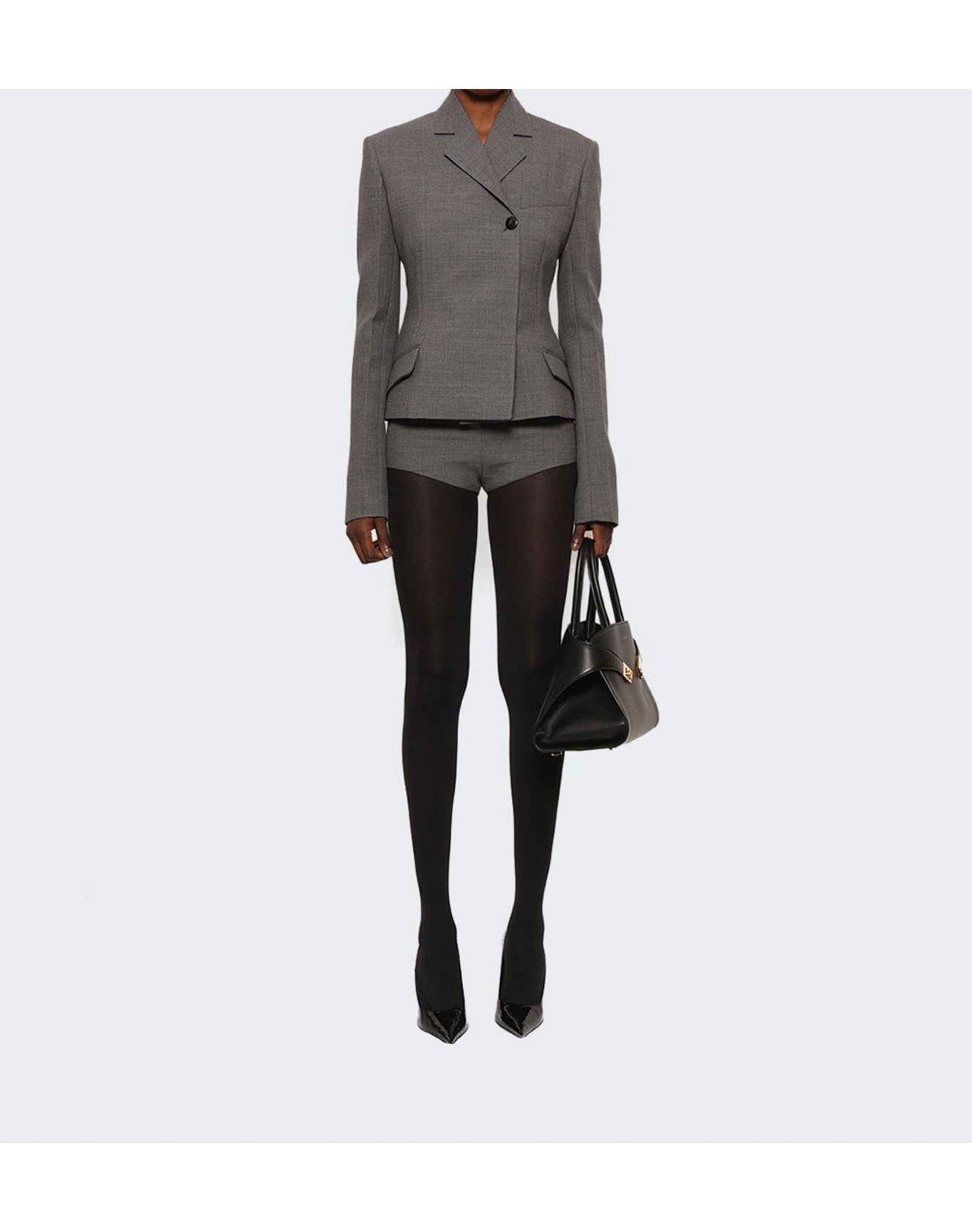 Ferragamo | Women | Wool Double Natte One-button Blazer Jacket | Grey