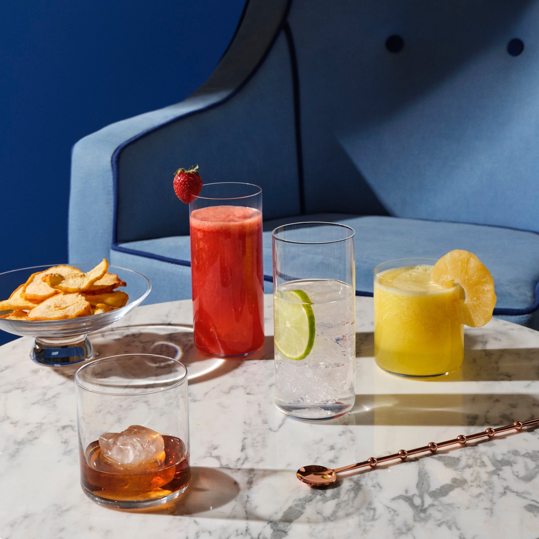 Finesse Grid Drink Glasses - Long | Clear Crystal | Set of 4