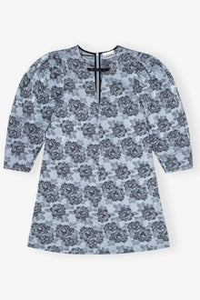 Floral Jacquard A Line Mini Dress | Illusion Blue