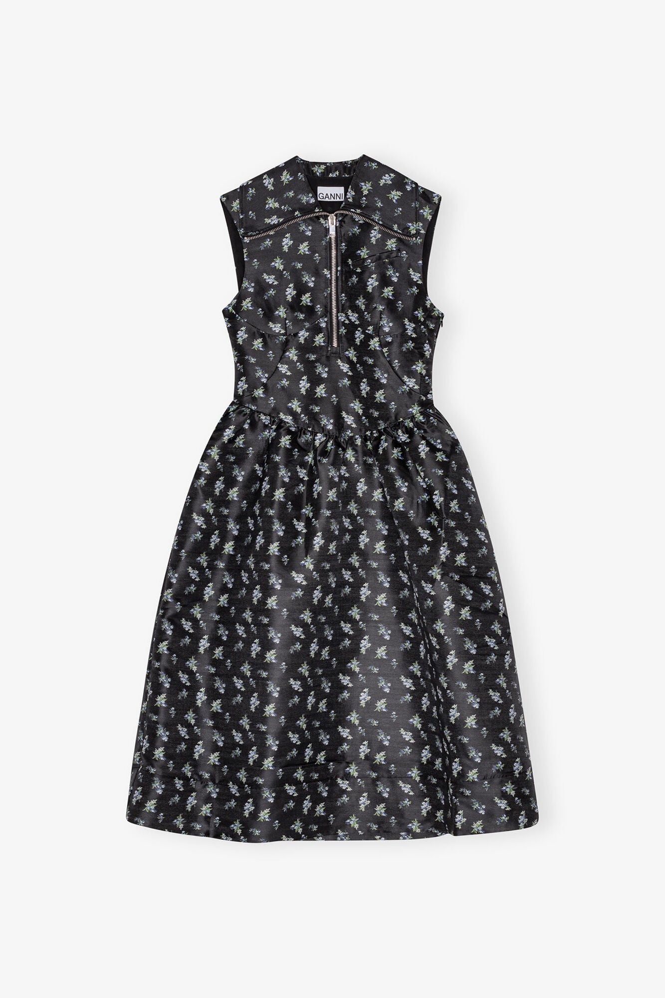 Floral Jacquard Midi Dress | Black