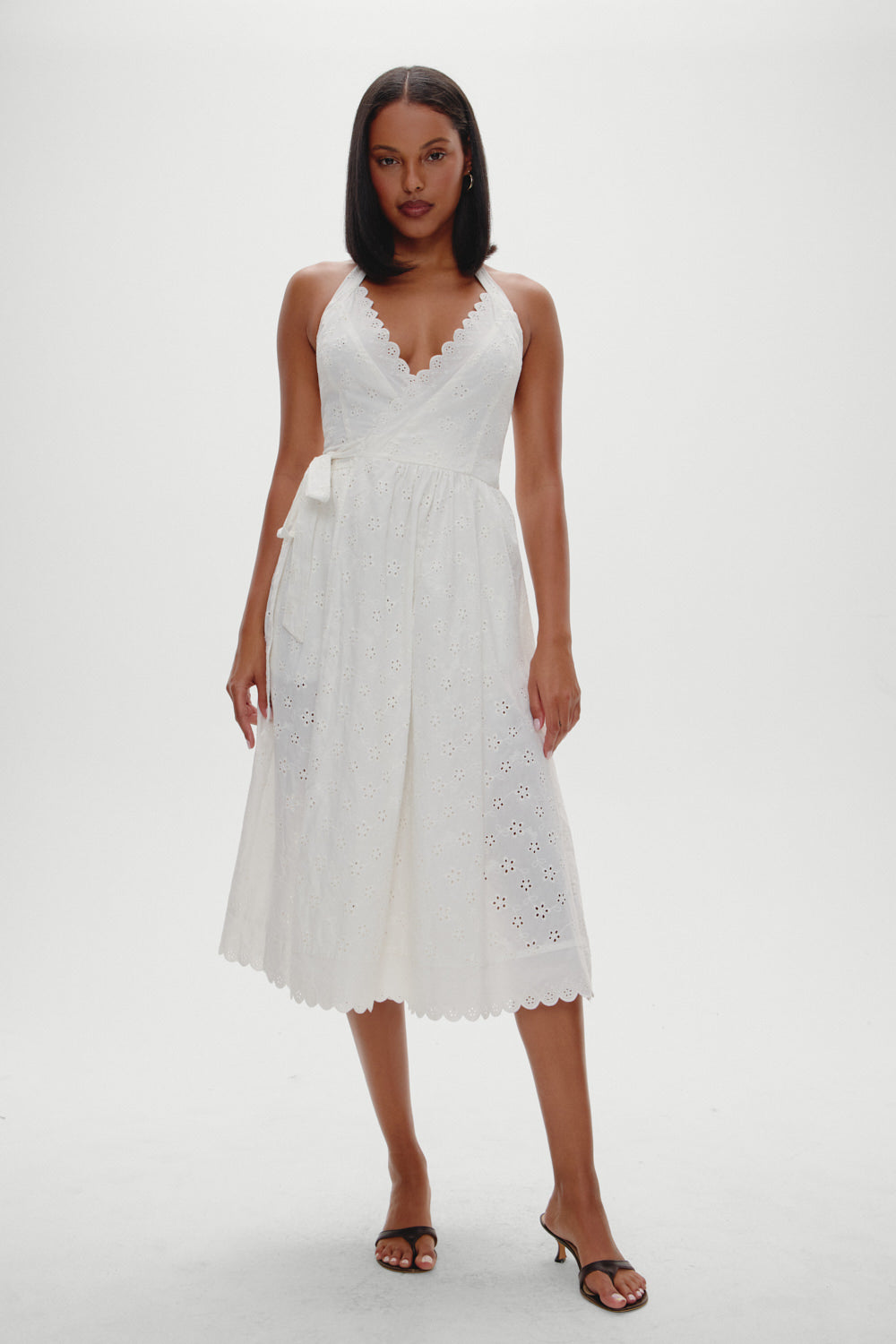 x BELLA HADID Fort Worth Fairy Midi Dress - Salt Air Eyelet