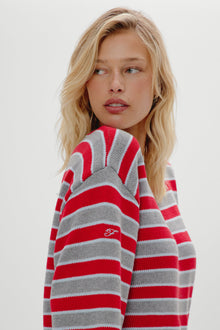 Sloane Oversized Knit Sweater - Cloud Cover Stripe