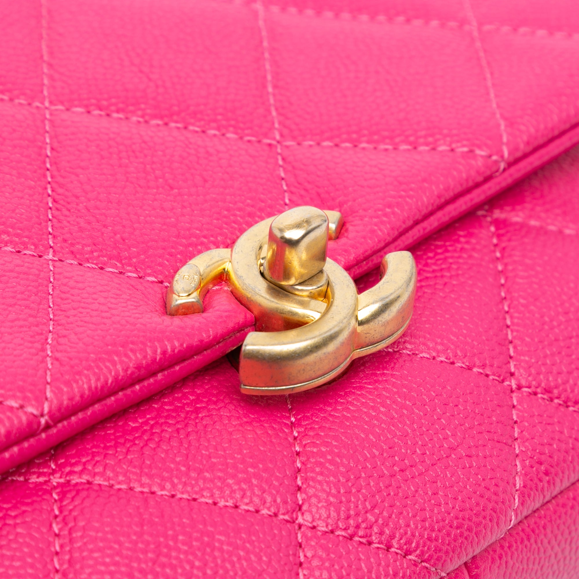 Chanel | Pre-Owned Small Quilted Caviar Chain Melody Flap | Pink/Dark Pink