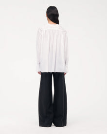 Another Tomorrow Gathered Voile Blouse in Off White – Cotton Women's Top