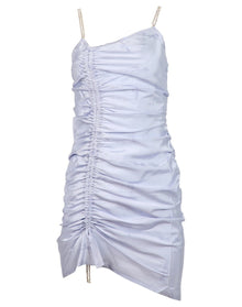 GCDS | Women | Asymmetrical Gathered Logo Dress | New Light Blue