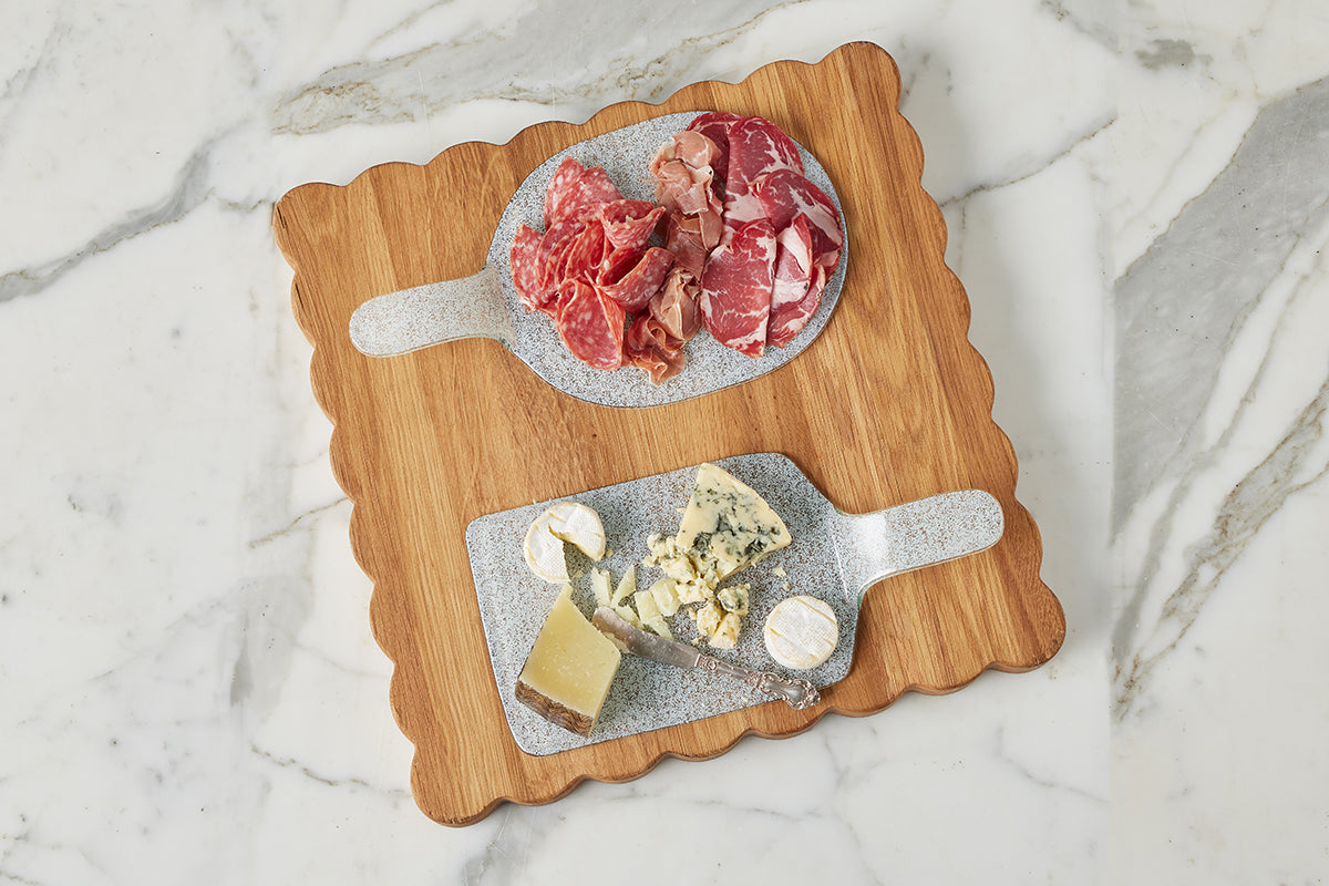Mini Glass Oval Cheese Trays | White | Set of 4
