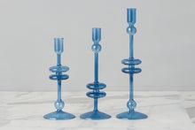 Glass Candlestick | Sapphire | Medium | Set of 2