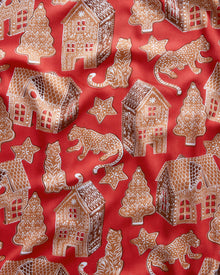 Gingerbread Party - Eco Satin Robe - Ruby - Printfresh