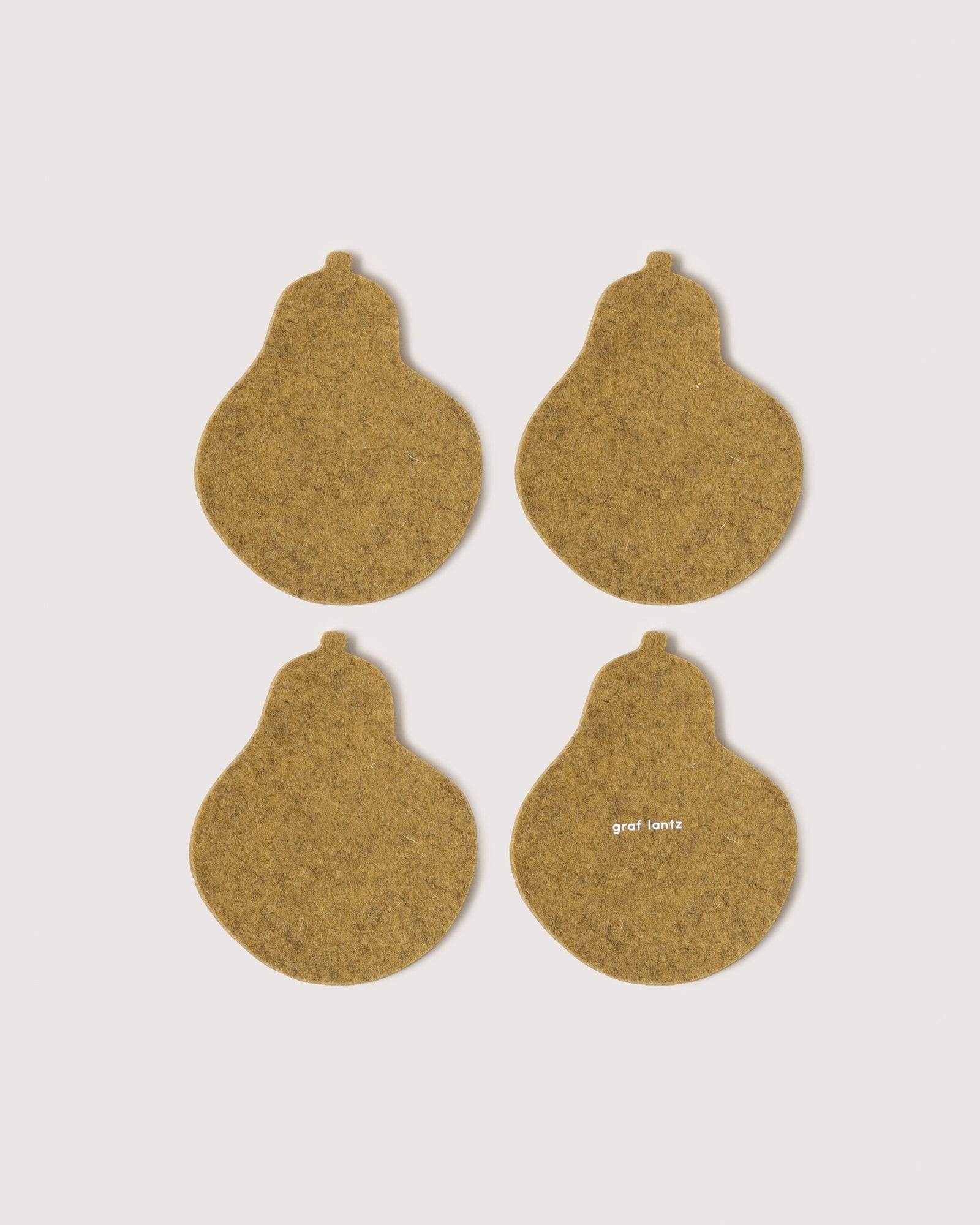 Merino Wool Gourd Coaster Solid 4 Pack | Ochre