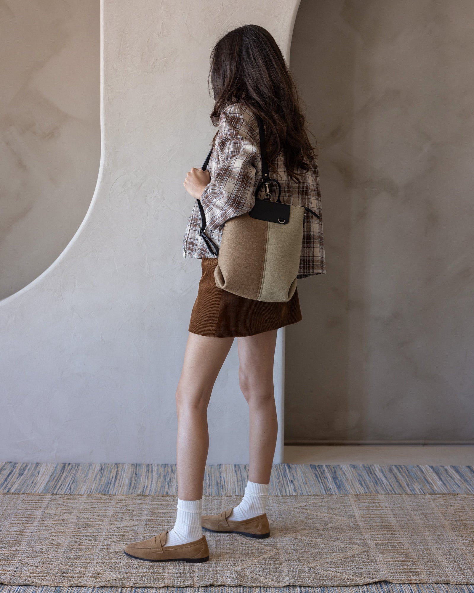Bedford Merino Wool Midi Colorblock Backpack | Cumin / Clay
