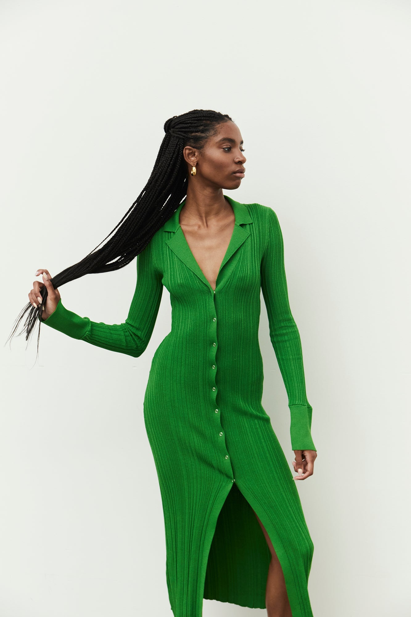 GINIA Brianna Knit Dress in Emerald