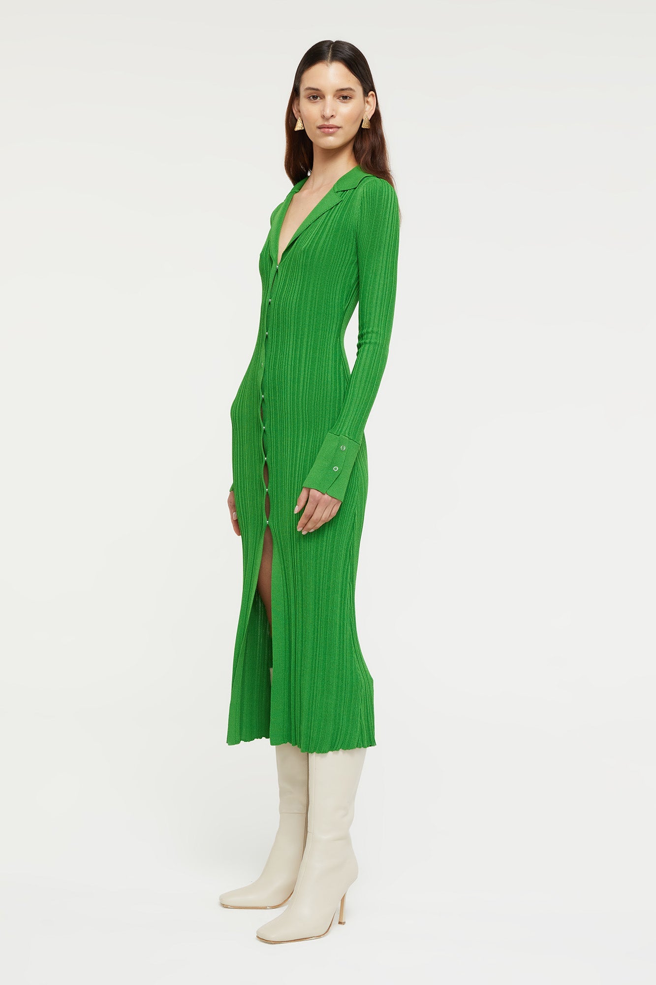 GINIA Brianna Knit Dress in Emerald