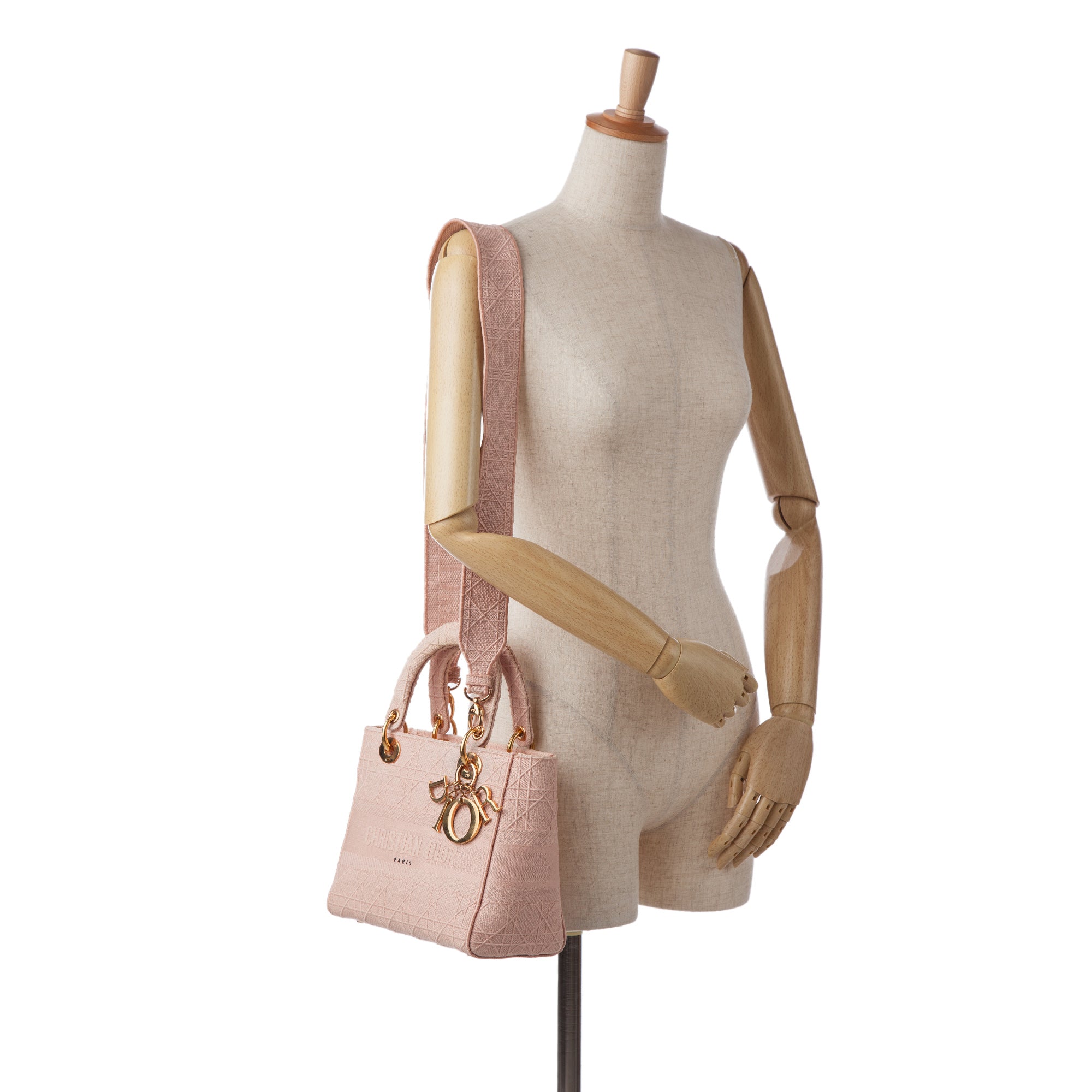 Dior | Pre-Owned Medium Canvas Cannage Lady D Lite | Pink