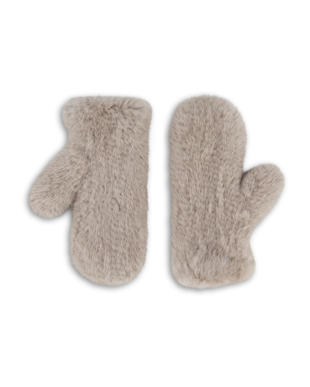 Sofia Cashmere | Knitted Mink Mittens | Silver
