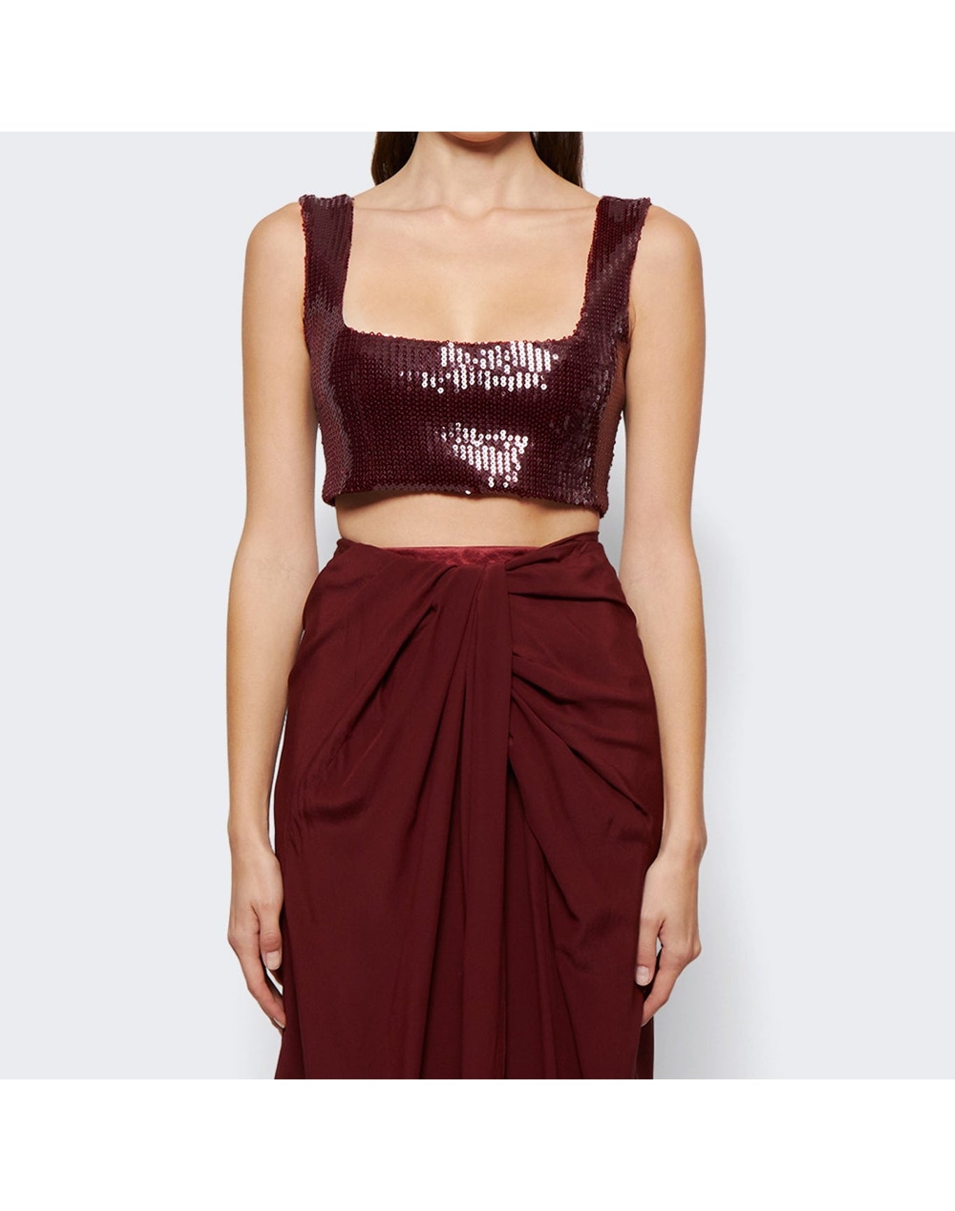 Galvan | Women | Sequin Beating Heart Crop Top Blood | Red