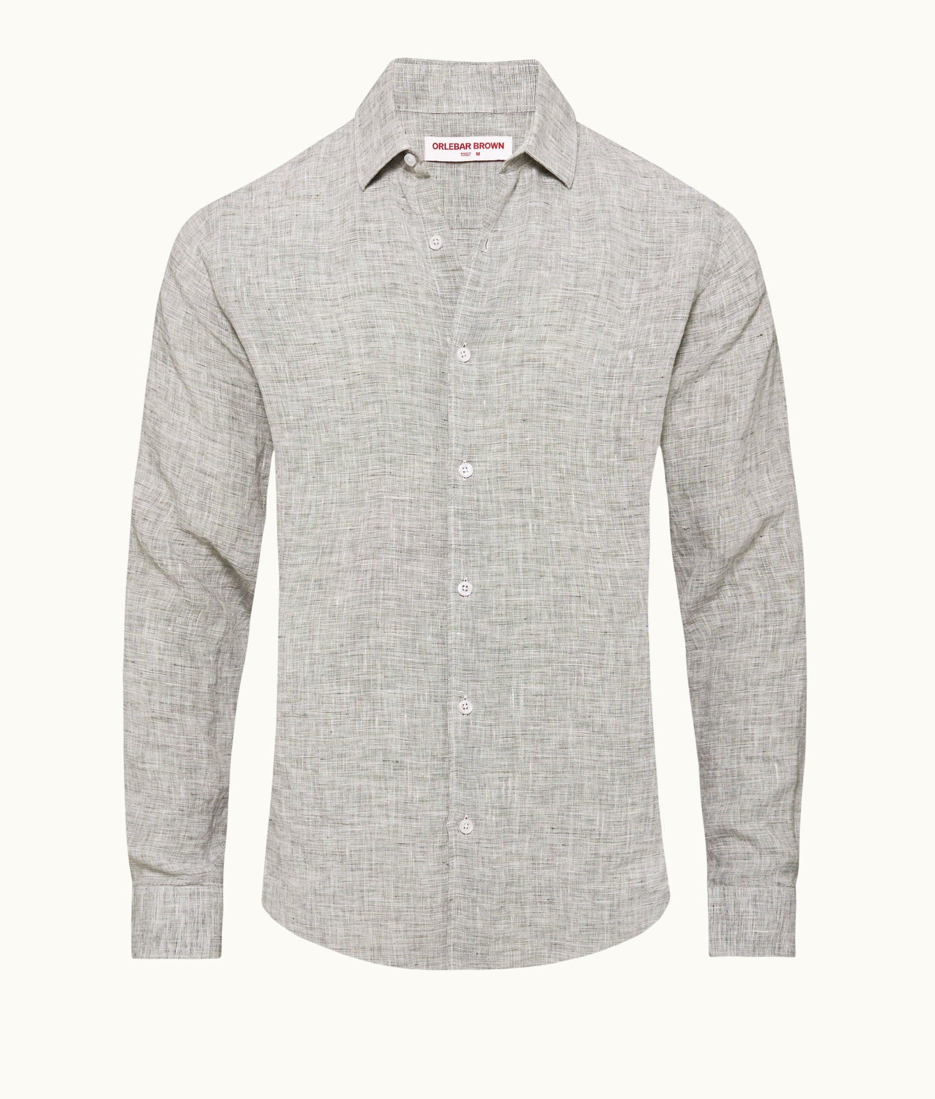 Giles Linen Classic Collar Tailored Fit Linen Shirt | Graphite/White