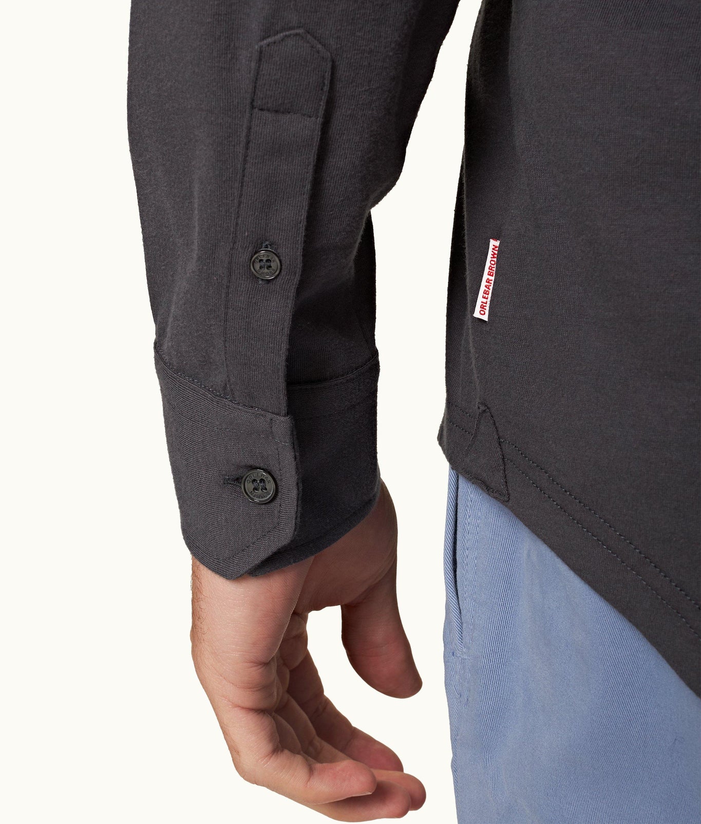 Giles Silk Tailored Fit Classic Collar Cotton-Silk Shirt | Piranha Grey