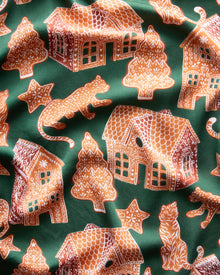 Gingerbread Party - Eco Satin Sleep Shirt - Hunter Green - Printfresh