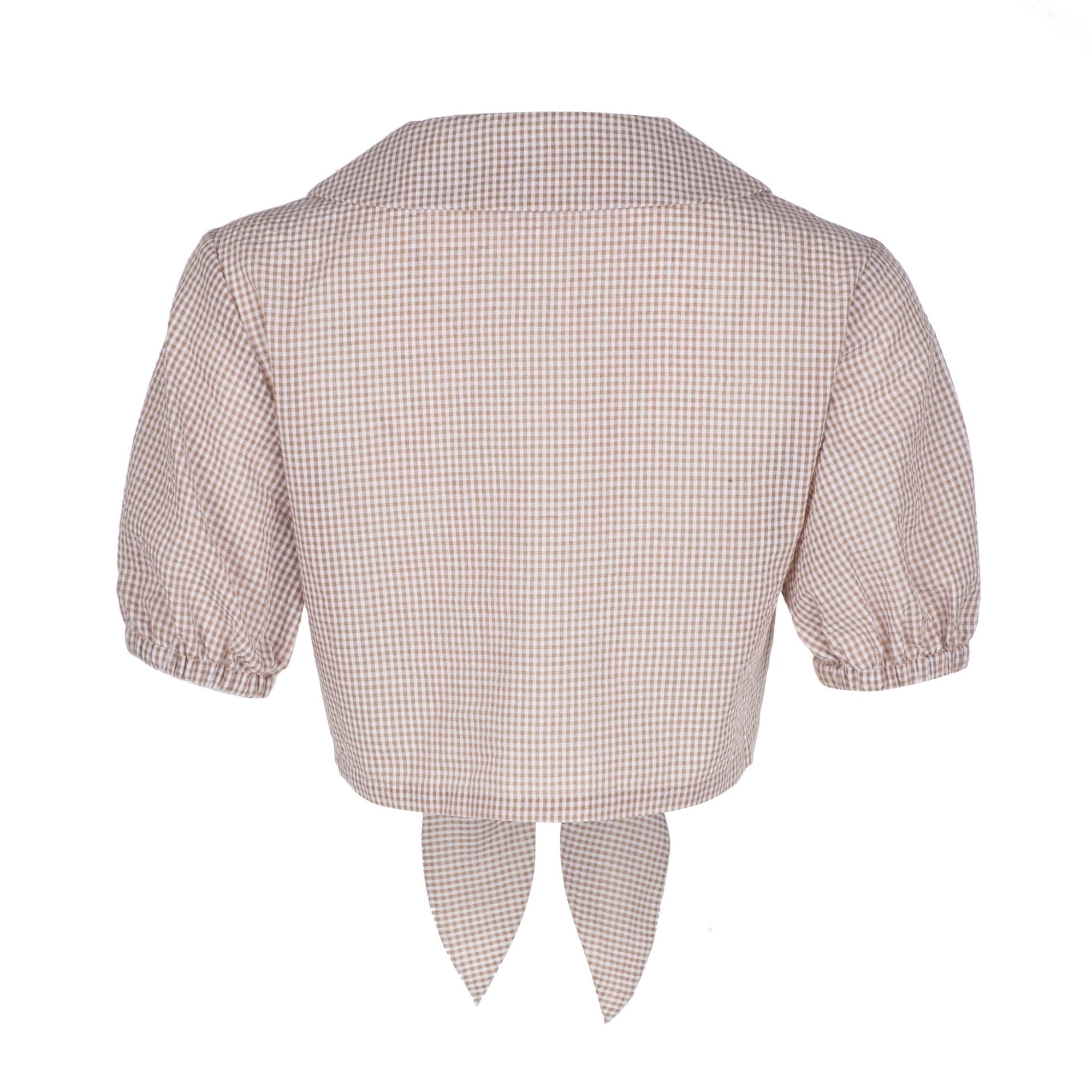 Gingham Cropped Puff Sleeve Top - Dannijo