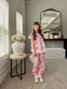 Girl | Amelia Pink Flower Print Pants