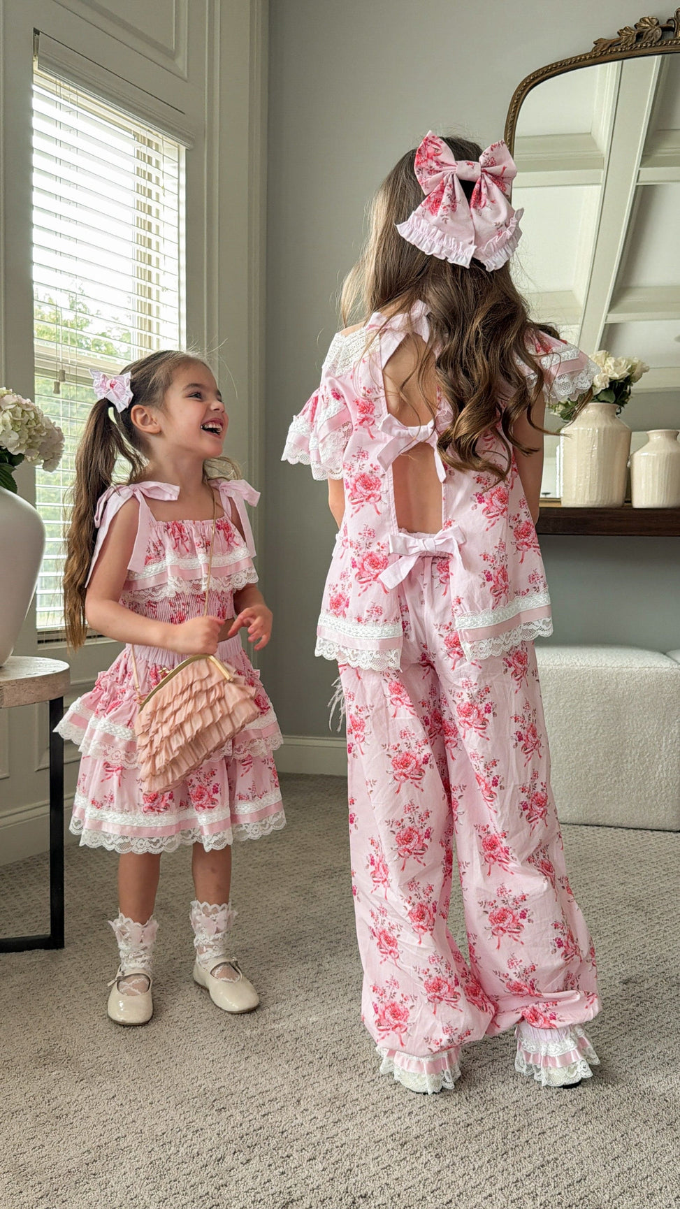 Girl | Amelia Pink Flower Print Pants