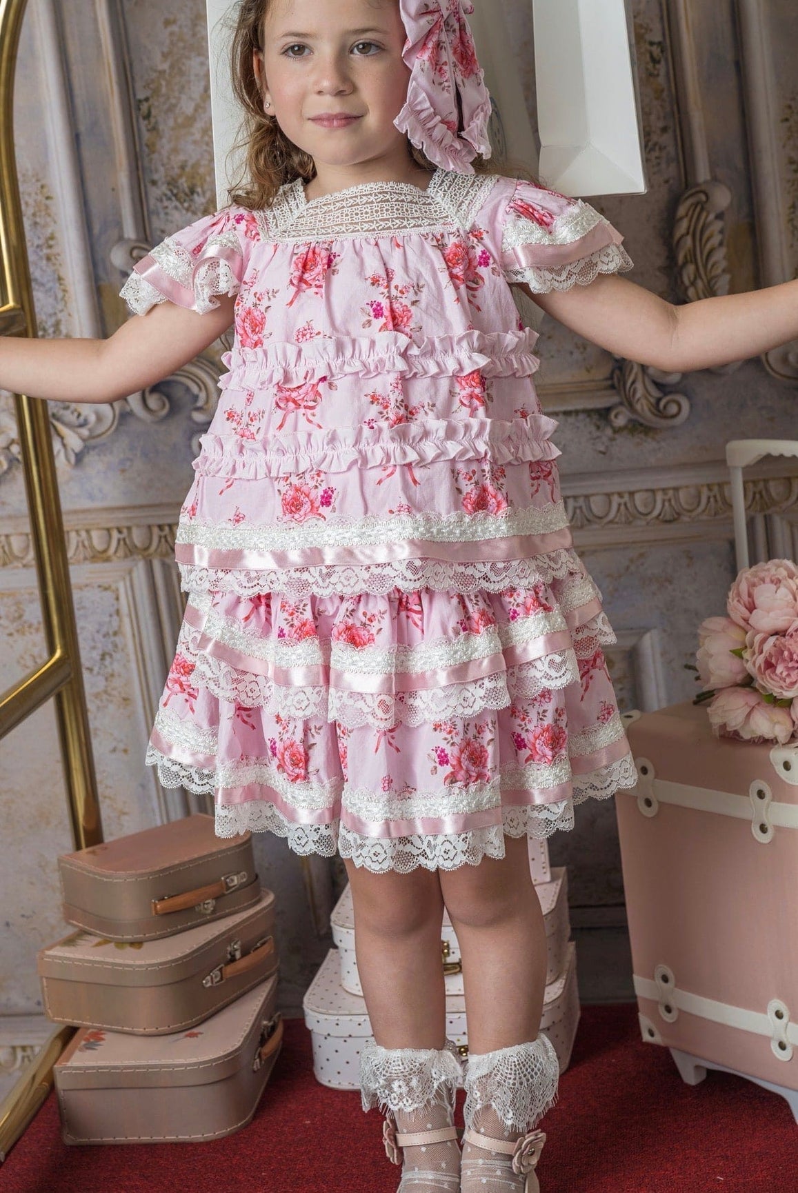 Girl | Amelia Pink Flower Print Skirt
