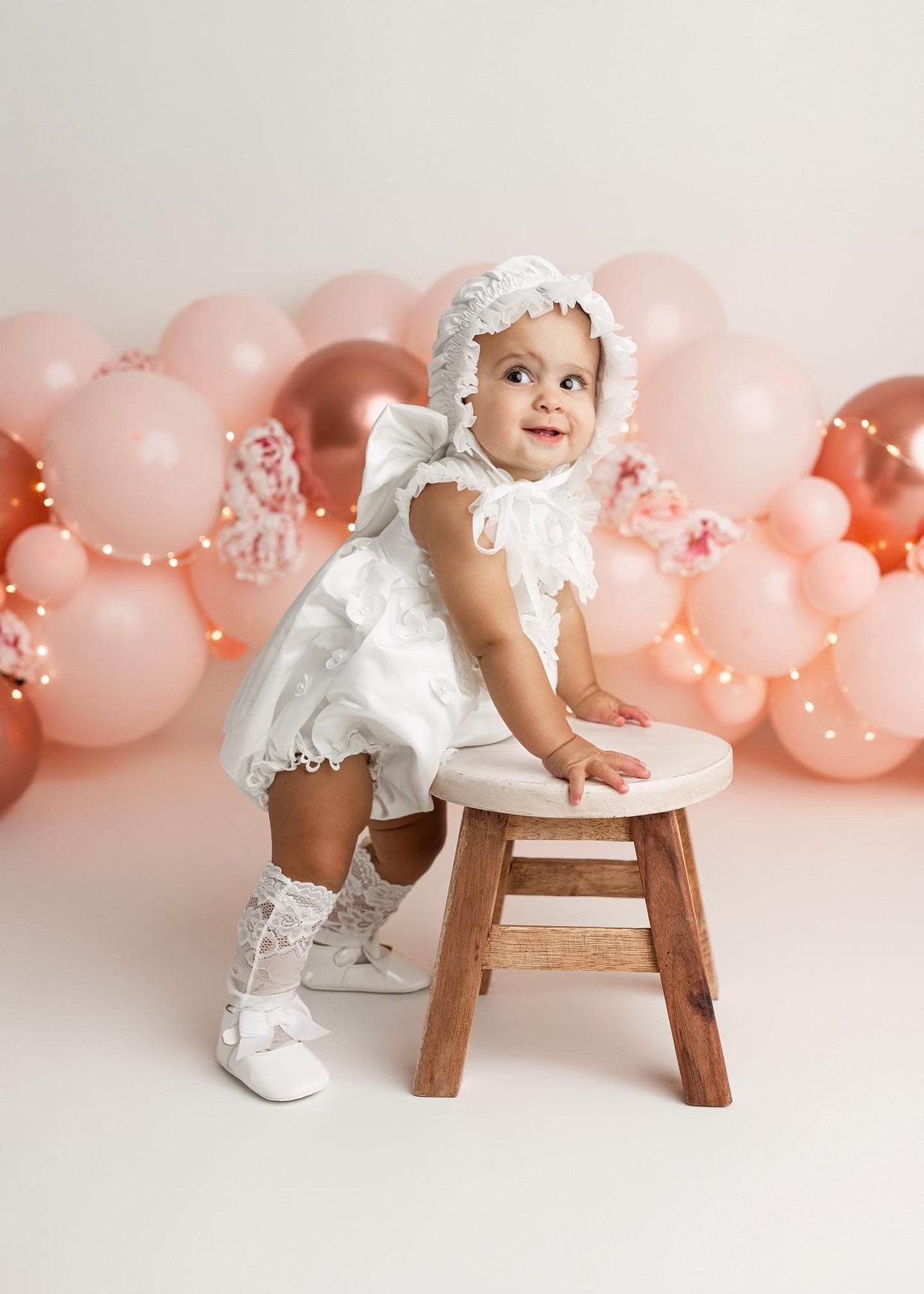 Girl | Butterfly White Satin Ceremony Romper