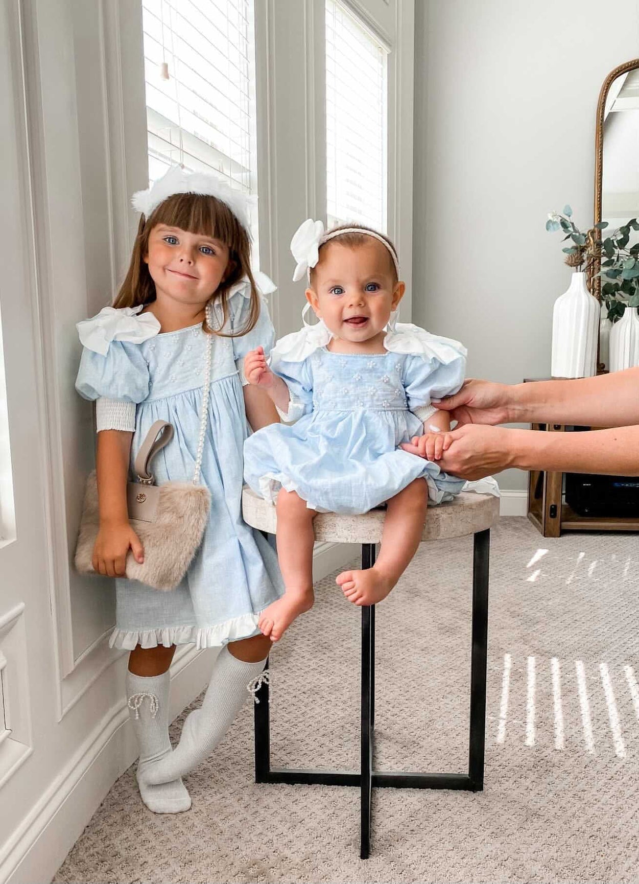 Girl | Charlotte Baby Linen Romper | Blue