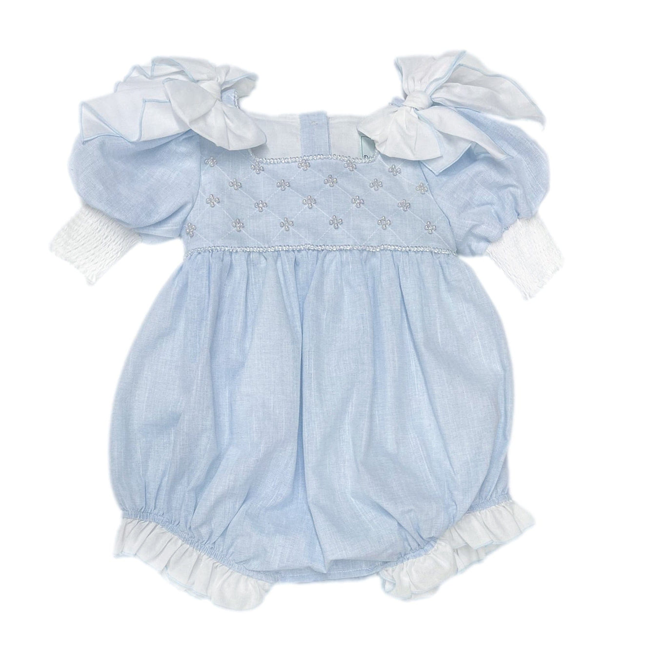 Girl | Charlotte Baby Linen Romper | Blue