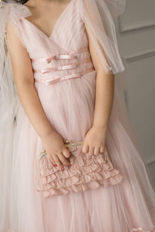 Girl | Dusty Organza Ruffle Handbag | Pink