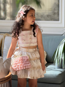Girl | Dusty Organza Ruffle Handbag | Pink