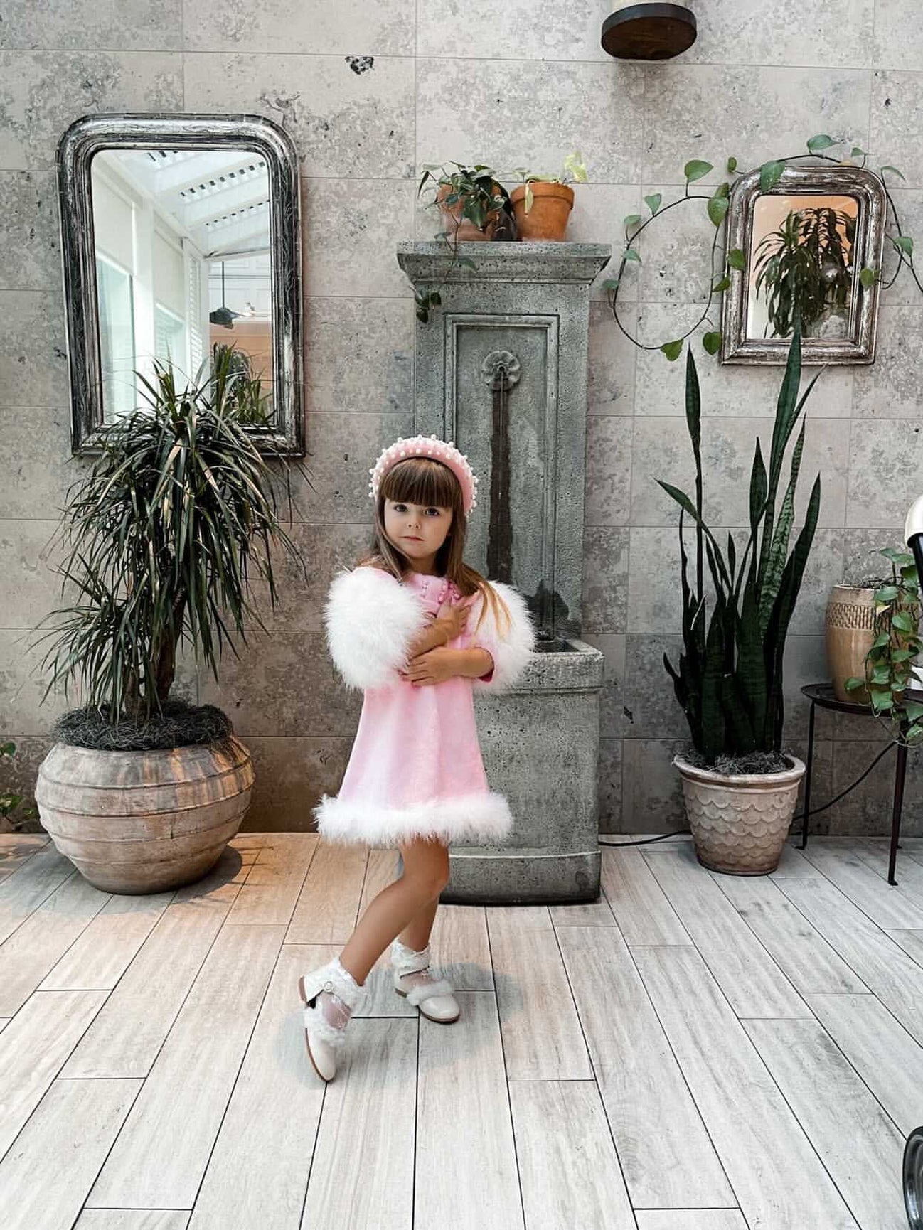 Girl | Ella Knit Feather Dress | Pink