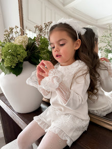 Girl | Emma Cotton and Lace Top and Shorts Set | White