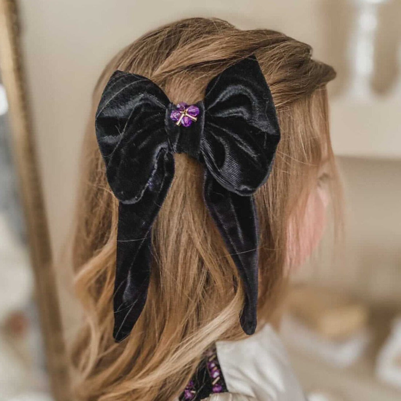 Girl | Evangeline Velvet Hair Bow | Black