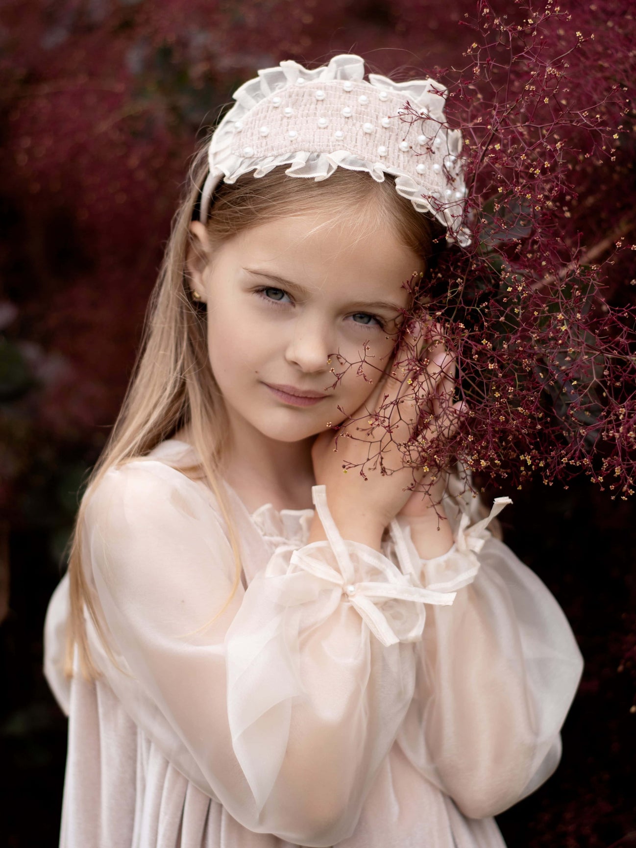 Girl | Helena Ceremony Headband | Beige x White