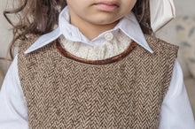 Girl | Herringbone Dress and Blouse Set | Brown x White