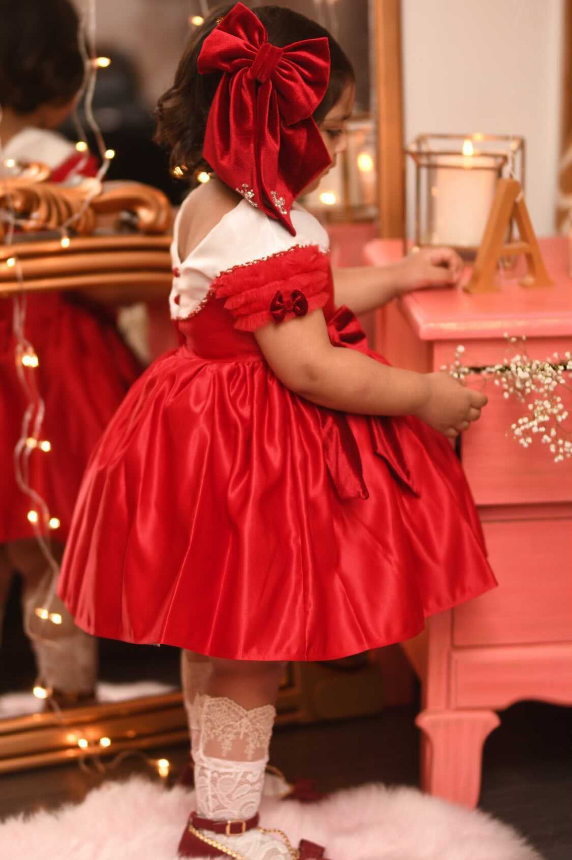 Girl | Holly Velvet Hair Bow | Red