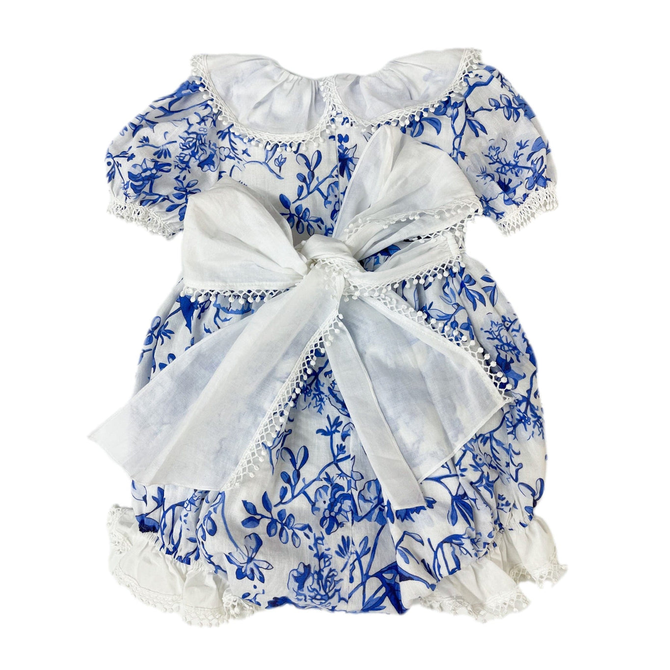Girl | Jaylin Blue and White Linen Romper