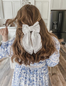 Girl | Jaylin Linen Hair Bow | White