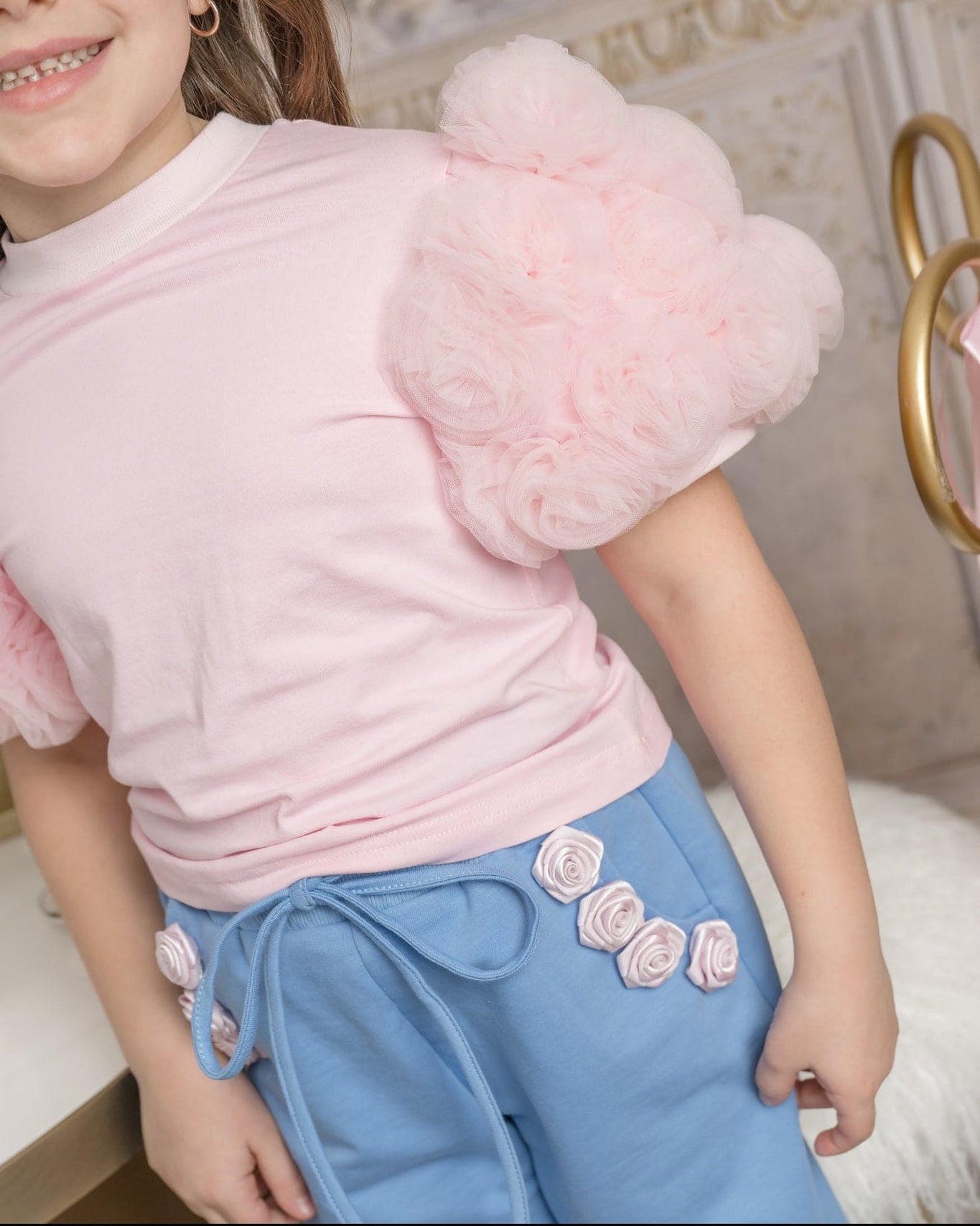 Girl | Maya Pink Flower Cotton T-Shirt