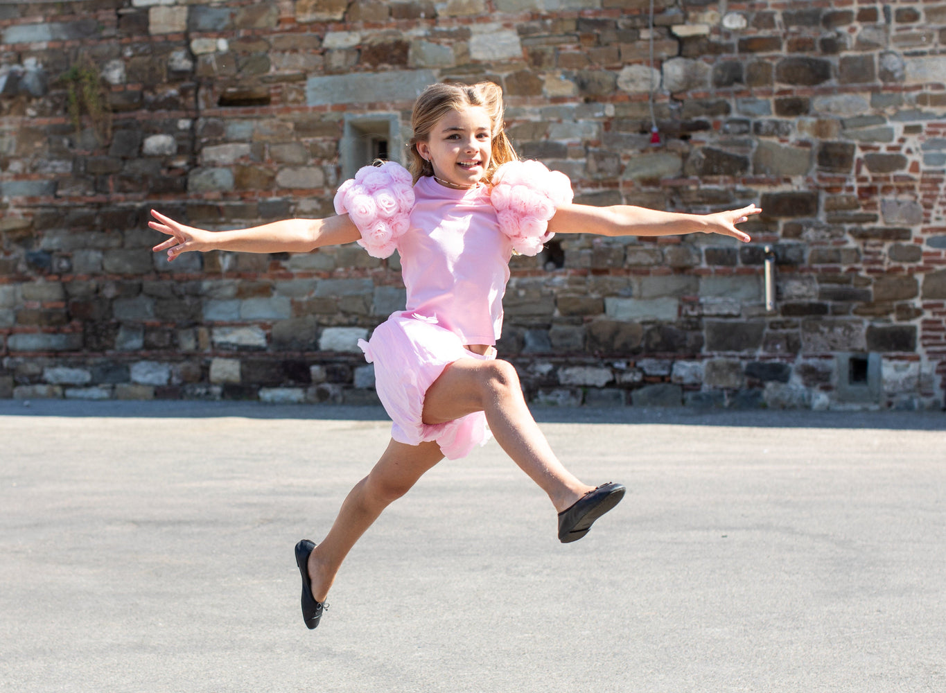 Girl | Maya Pink Flower Cotton T-Shirt