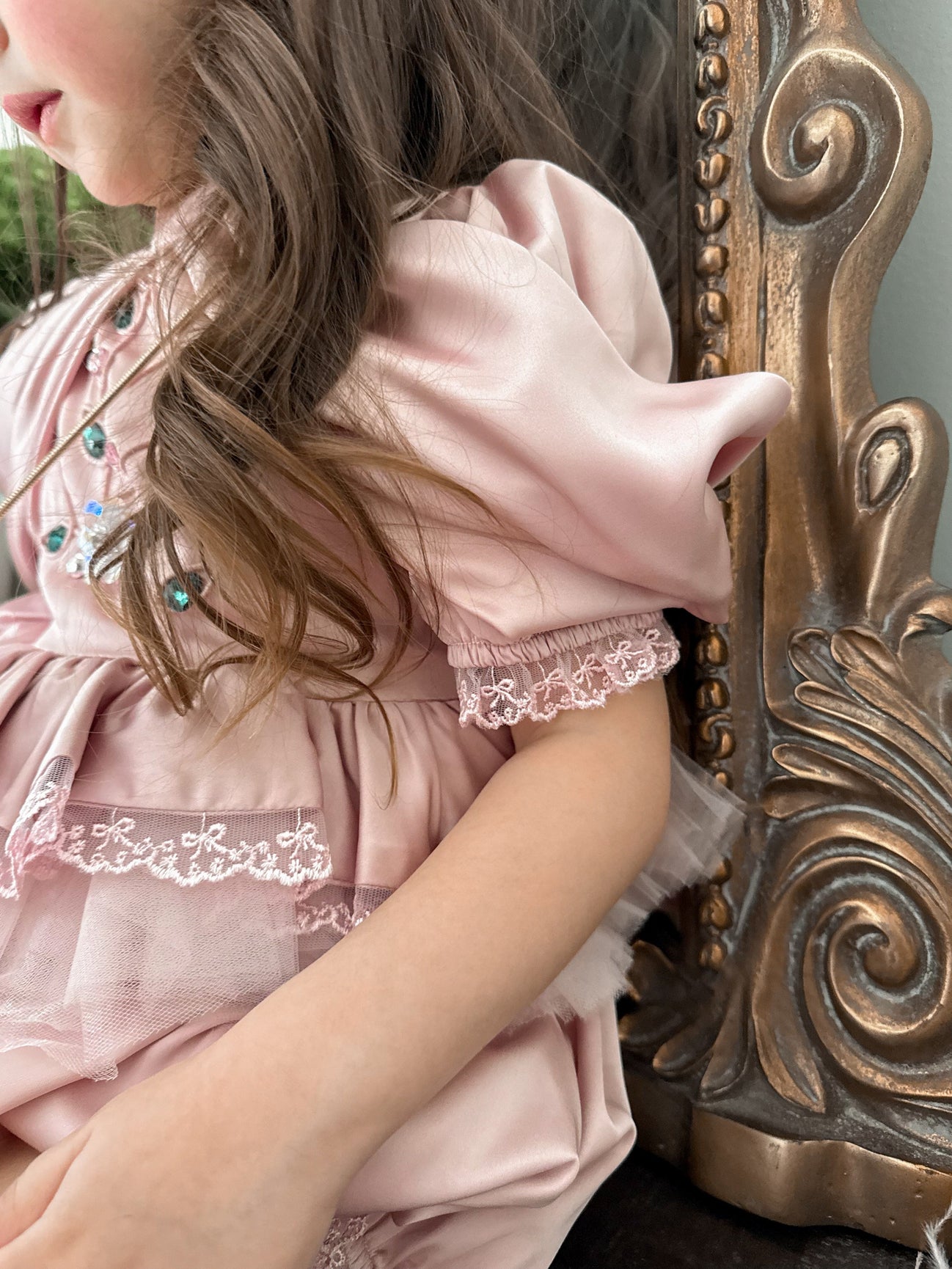Girl | Satin Ballerina Romper | Pink