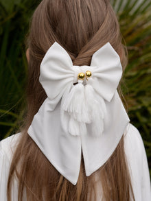 Girl | Sienna Tassels Hair Bow | White