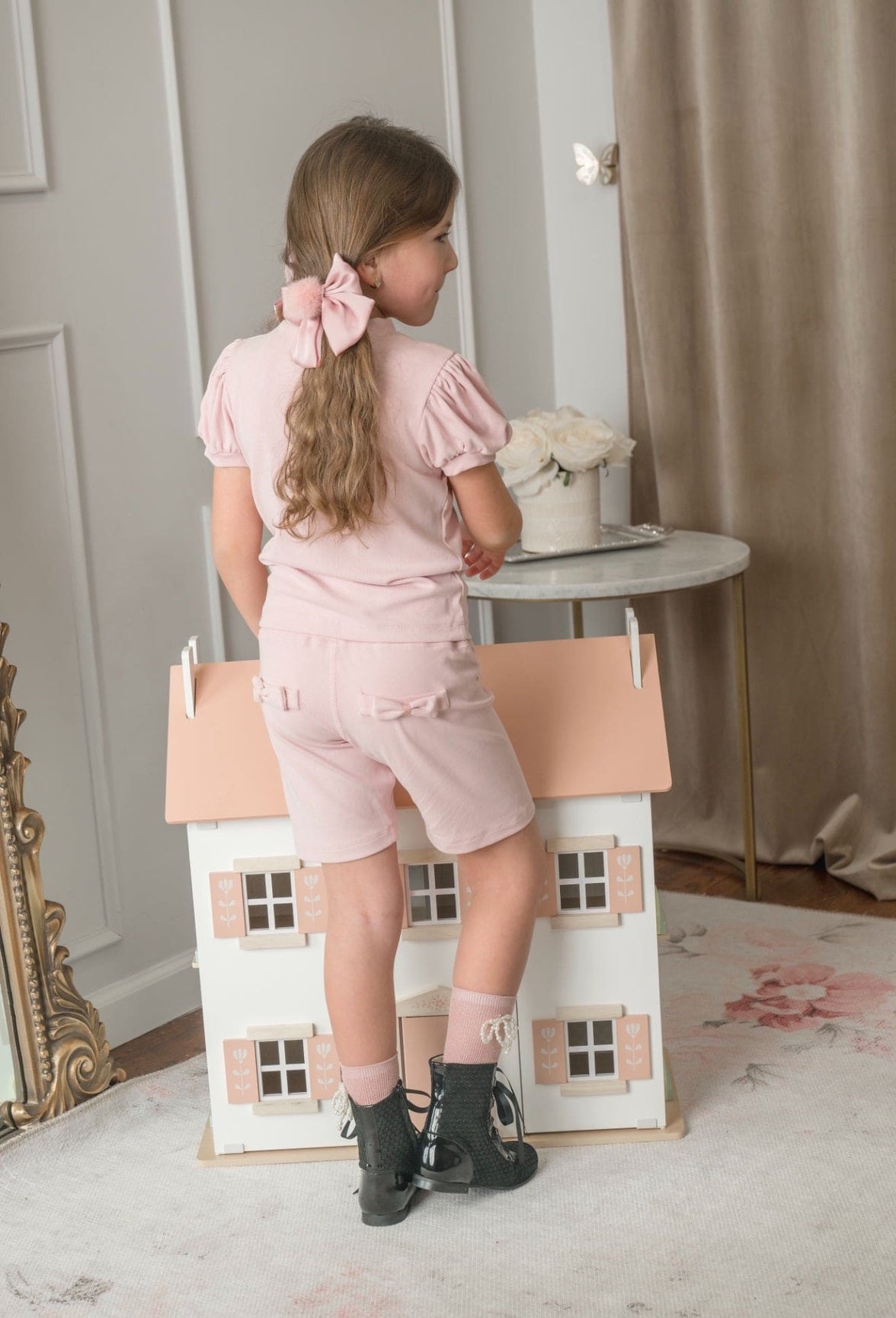 Girl | Top and Biker Shorts Set | Pink