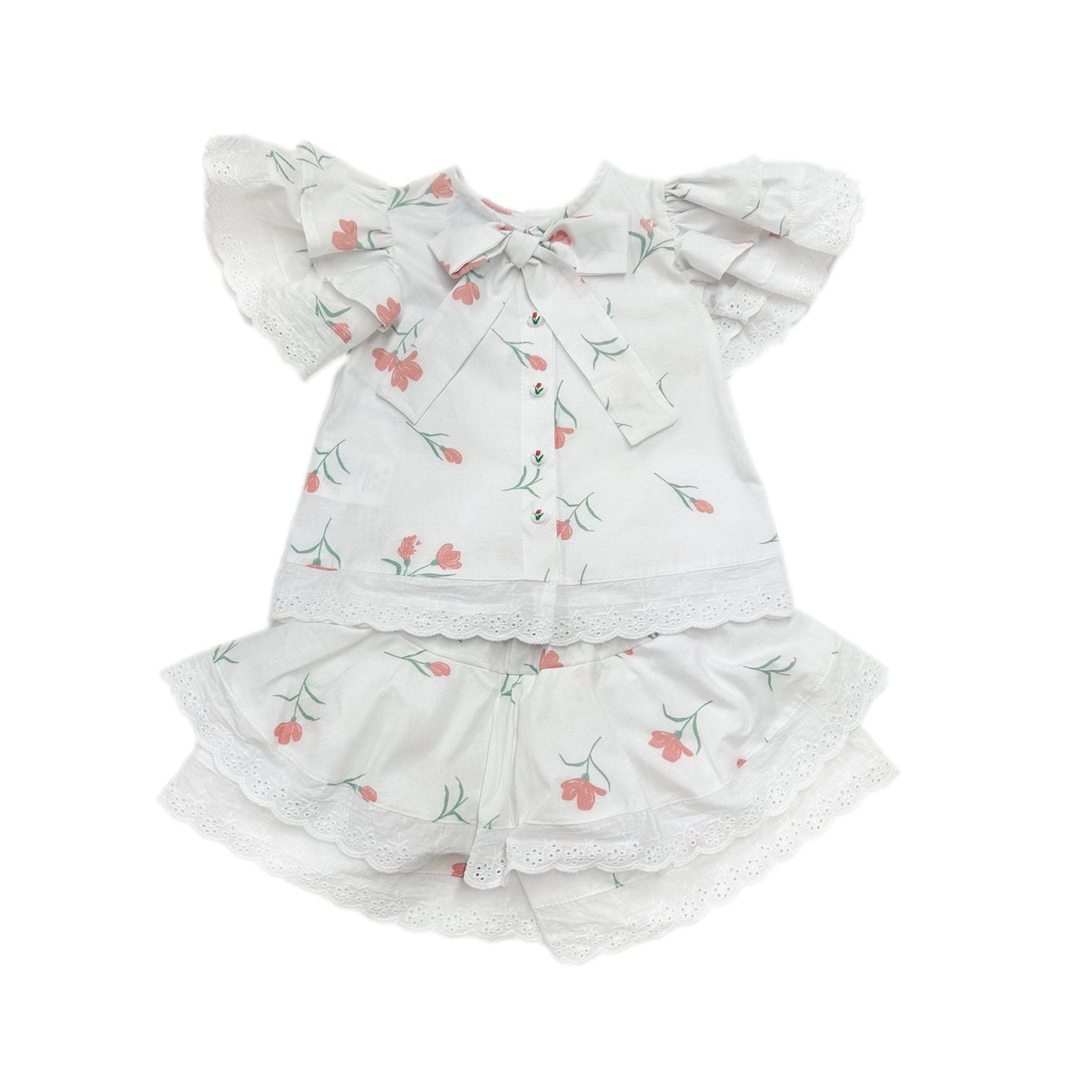 Girl | Tulip Cotton Blouse and Shorts Set