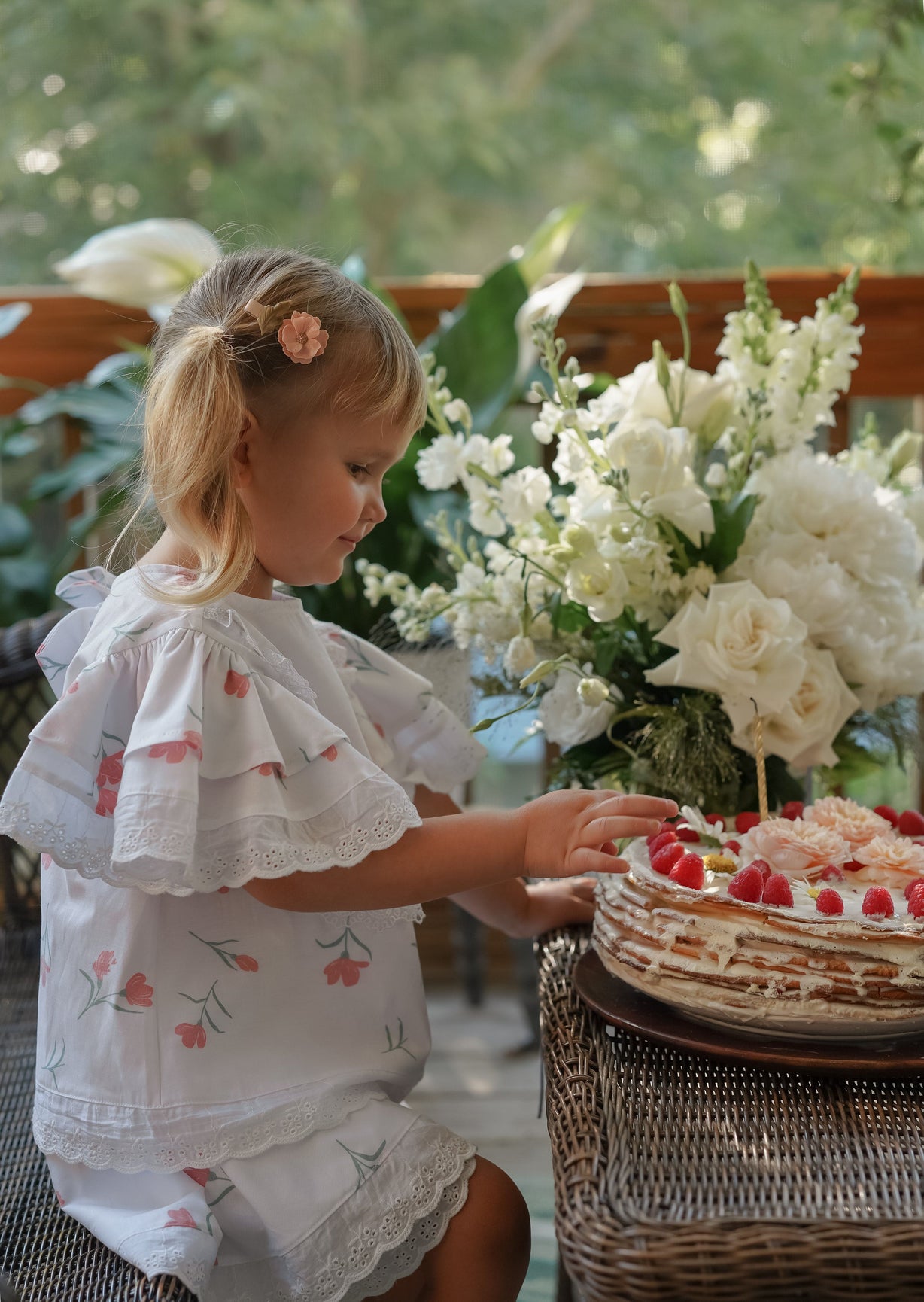 Girl | Tulip Cotton Blouse and Shorts Set