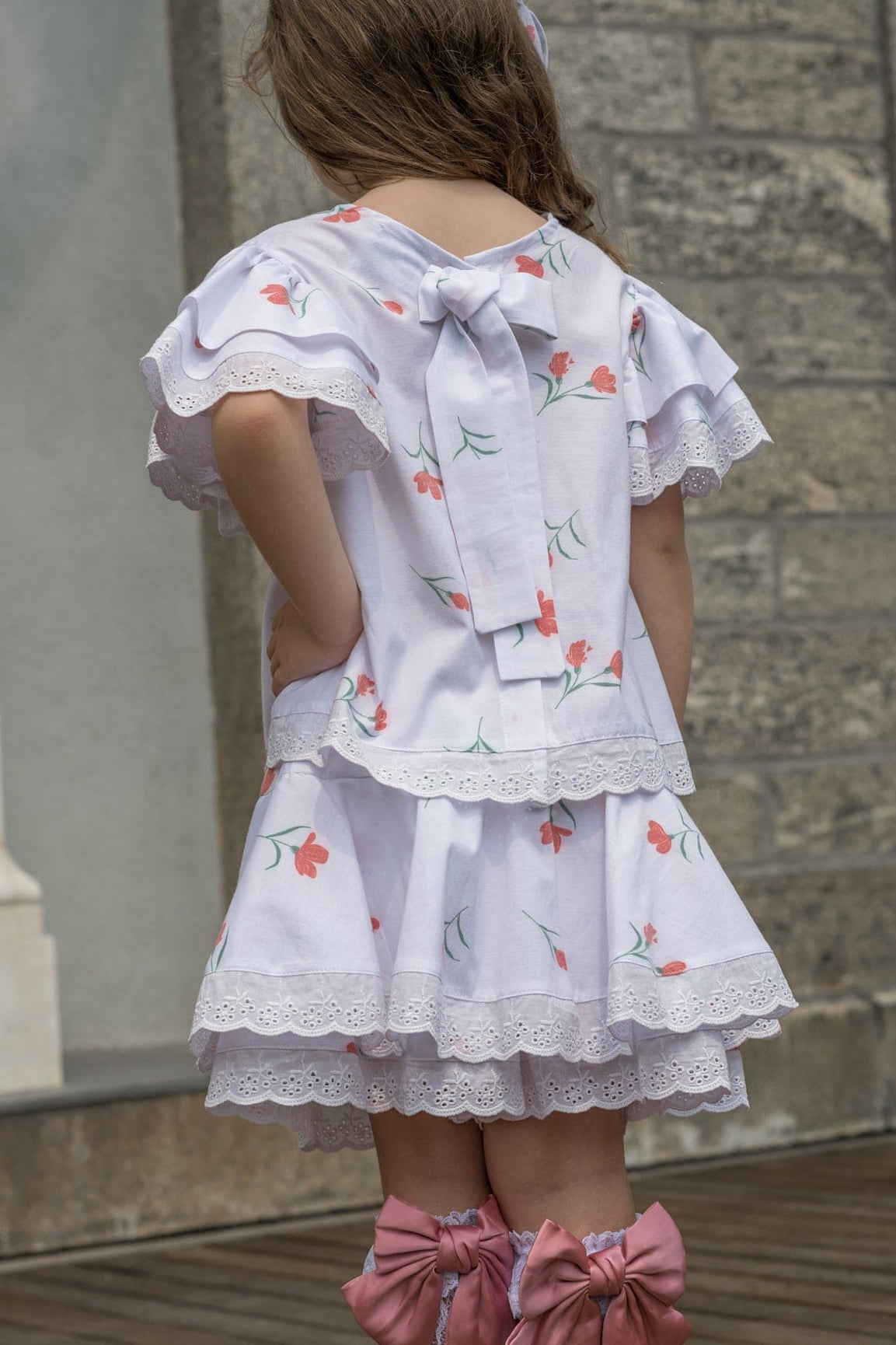 Girl | Tulip Cotton Blouse and Shorts Set